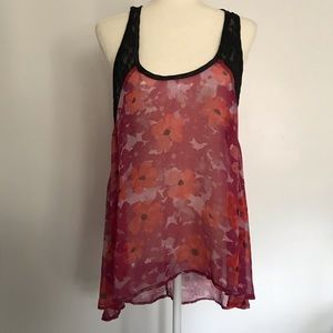 Free People sheer floral lace tank top